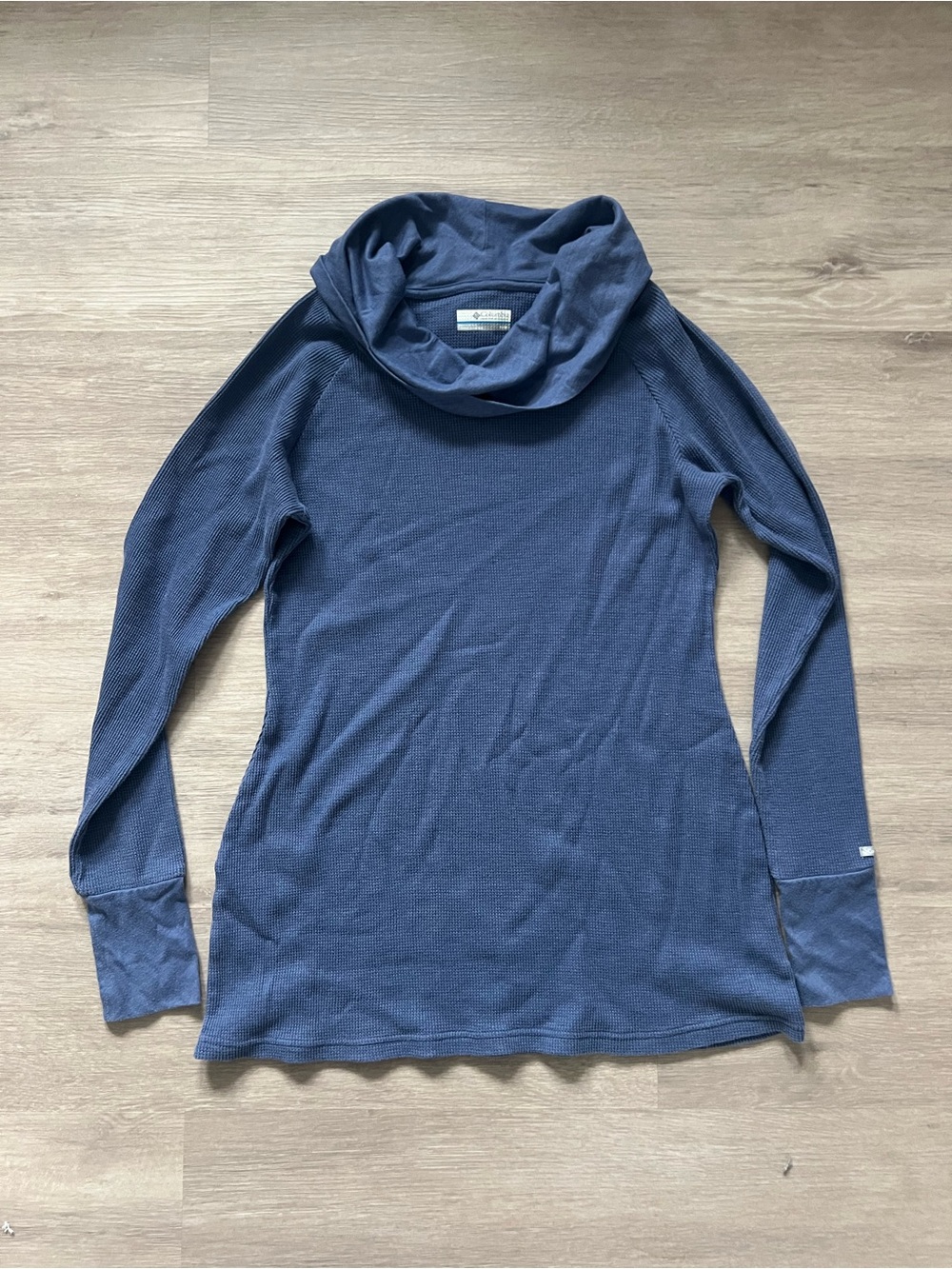 Columbia Cozy Navy Sky Blue Cowl Neck Thermal Long Sleeve Med